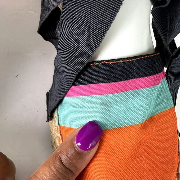 🟣🟣🟣 Marc Fisher Women's Size 6 Striped Colorblock Tie Up Espadrille Sandals - Picture 4 of 11